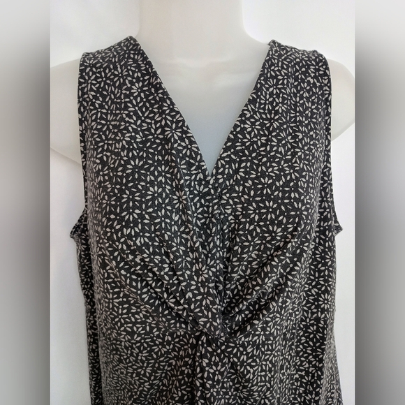 Eddie Bauer Black and White Ruched Tie Front Sheath Summer Dress (#798) - Picture 4 of 8